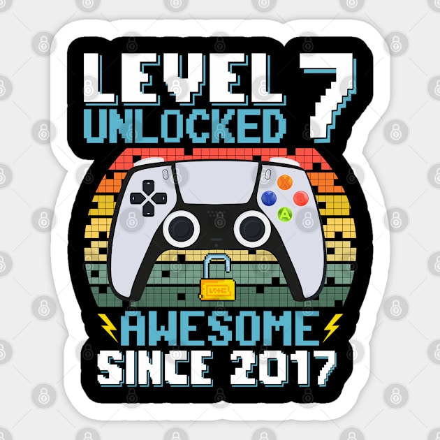 Level 7 Unlocked Awesome Since 2017 Sticker by Asg Design